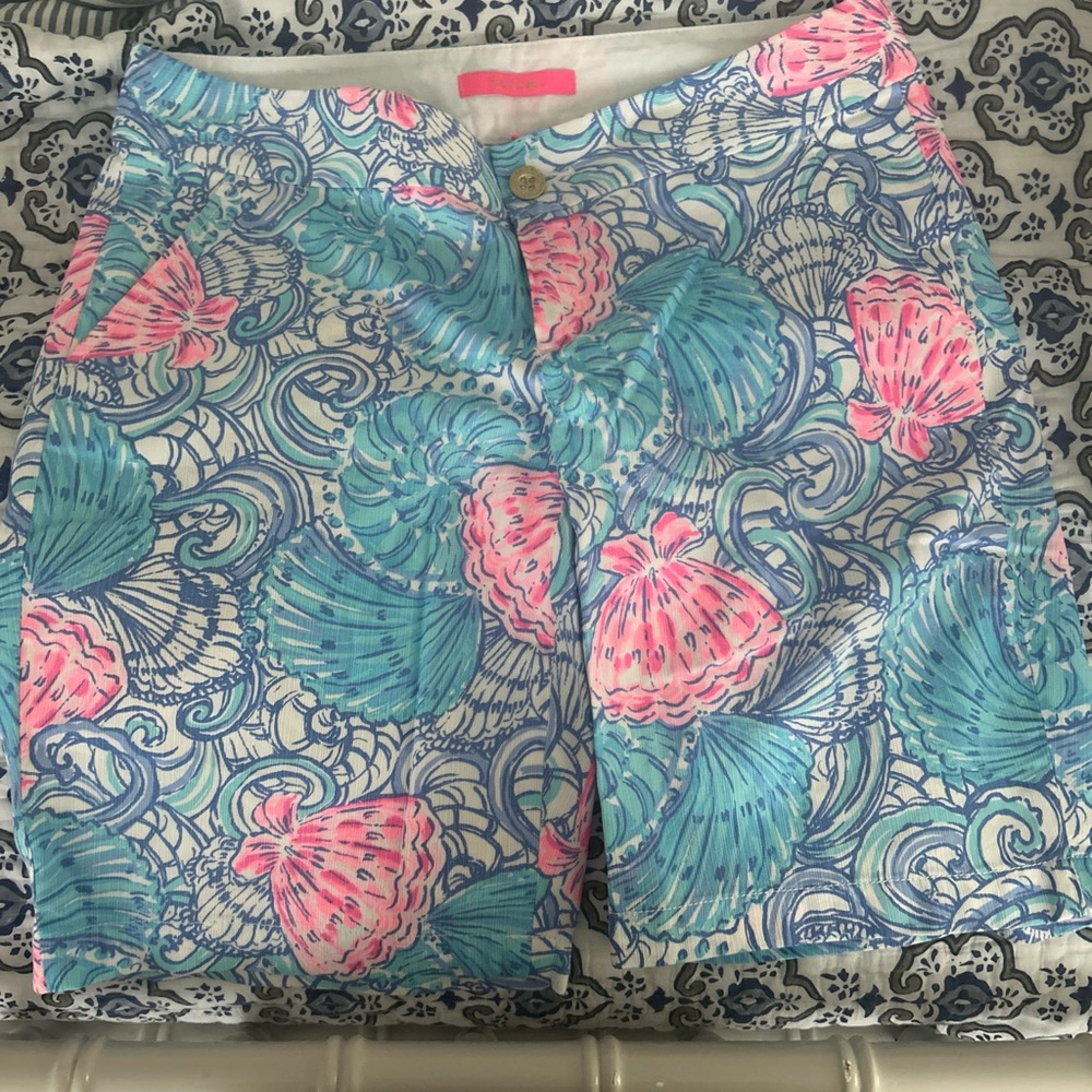 Lilly Pulitzer Pink and Blue Shell Patterned Shorts